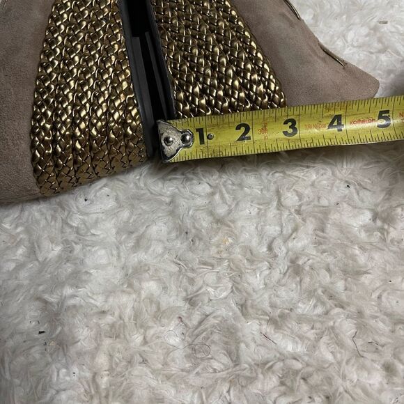 Lauren Ralph Lauren Cambree Leather suede brown breaded bronze wedge shoes SZ10B - Picture 10 of 11